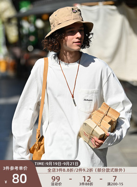 NOTHOMME 300g平纹针织日系潮牌宽松内搭衣服白色打底衫长袖T恤男