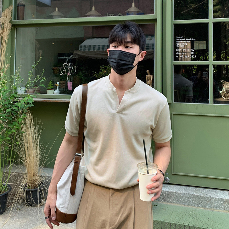 亨利衫新款韩版内搭衣V领