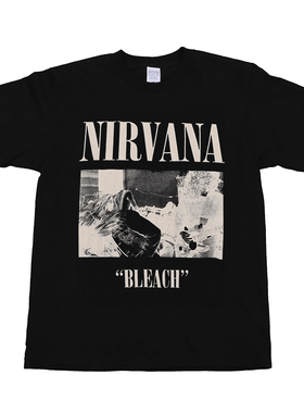 Nirvana摇滚乐队涅盘林肯公园美式vintage复古黑色正肩短袖T恤男