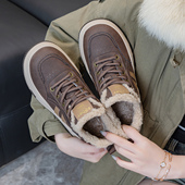 时尚 加绒大码 休闲短靴潮 2025冬季 新款 女鞋 41—43复古厚底保暖棉鞋
