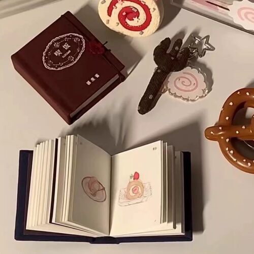 喫饭喫茶mini书豆本插画绘本学生简约日记本子手账本朋友打卡拍照