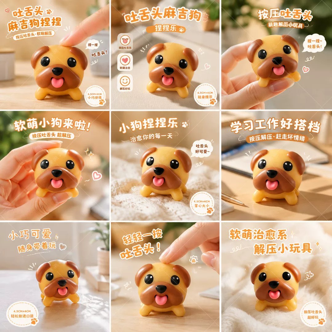 麻吉狗吐舌头可爱搪胶小狗免可爱造型发泄解压玩具创意整蛊玩具