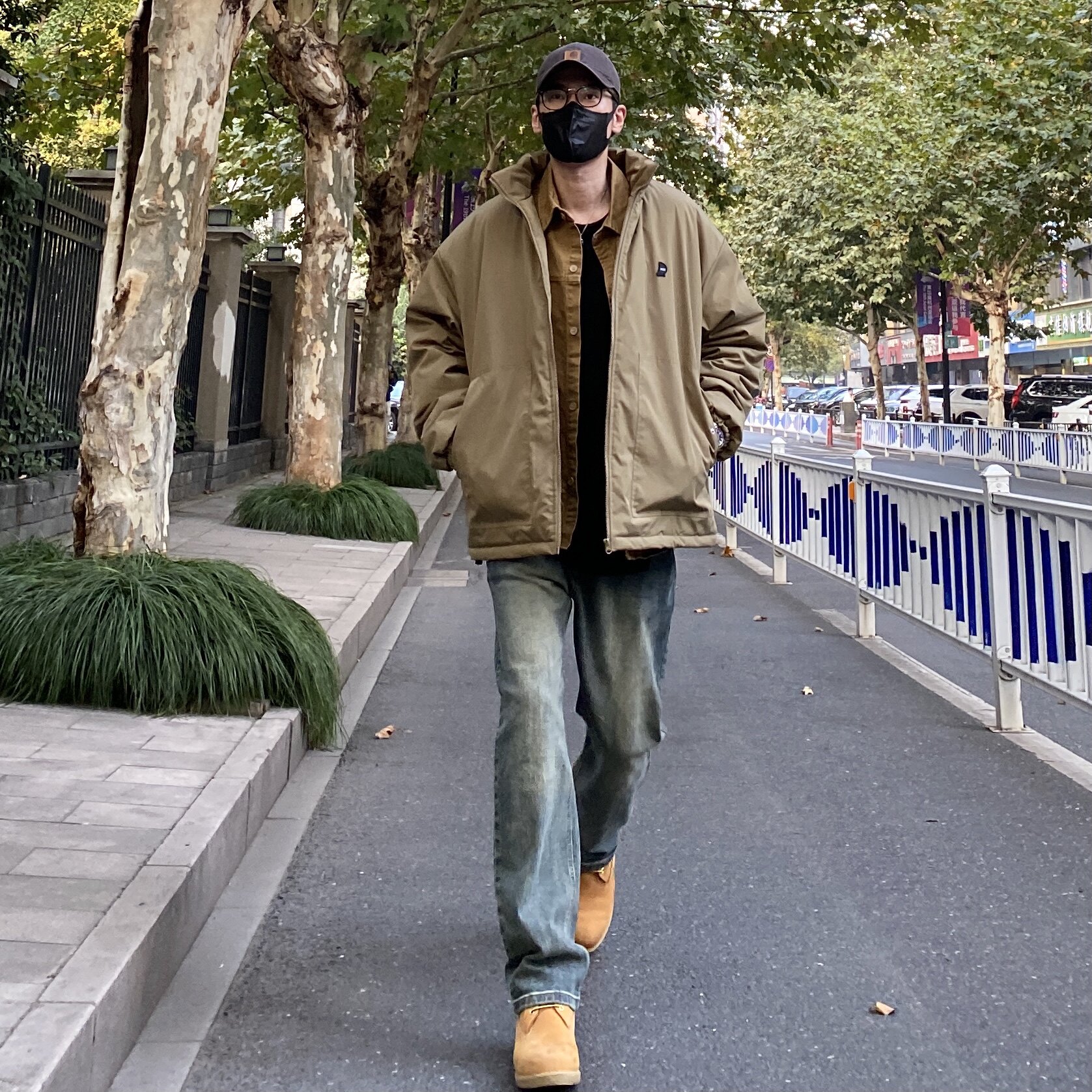 NICE LILI冬季美式复古宽松立领棉服夹克日系工装休闲加厚外套男