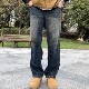 LILI美式 工装 水洗重磅宽松直筒牛仔裤 NICE 日系复古做旧长裤 男