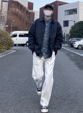 NICE LILI美式宽松直筒垂感白色牛仔裤日系复古高级感休闲长裤男