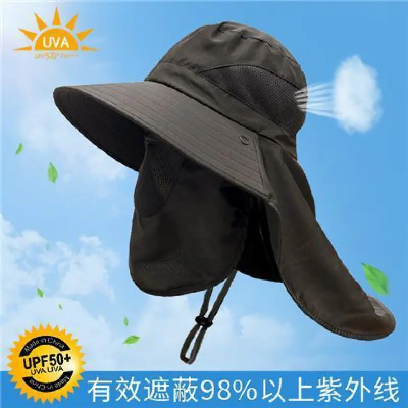 帽子防晒帽男士遮脸护颈大帽檐