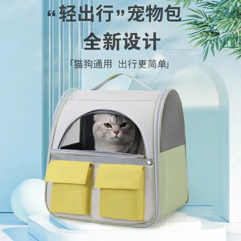 猫包外出大容量双肩透明帆布猫咪