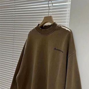 高品质水洗做旧卡其色100%棉抓绒男士 好货 卫衣 G家纯元 一勺米