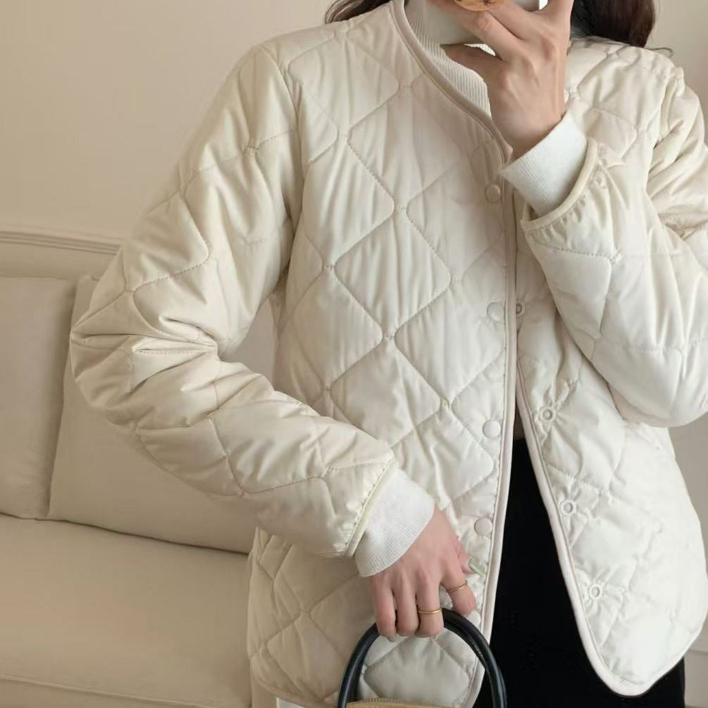 一勺米！chao值！重磅双面穿加绒加厚菱格保暖棉服毛绒外套 自留