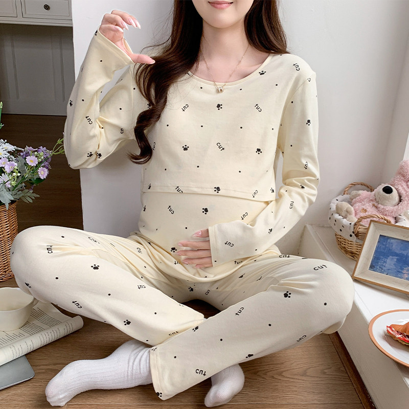 带胸垫产后喂奶哺乳月子服