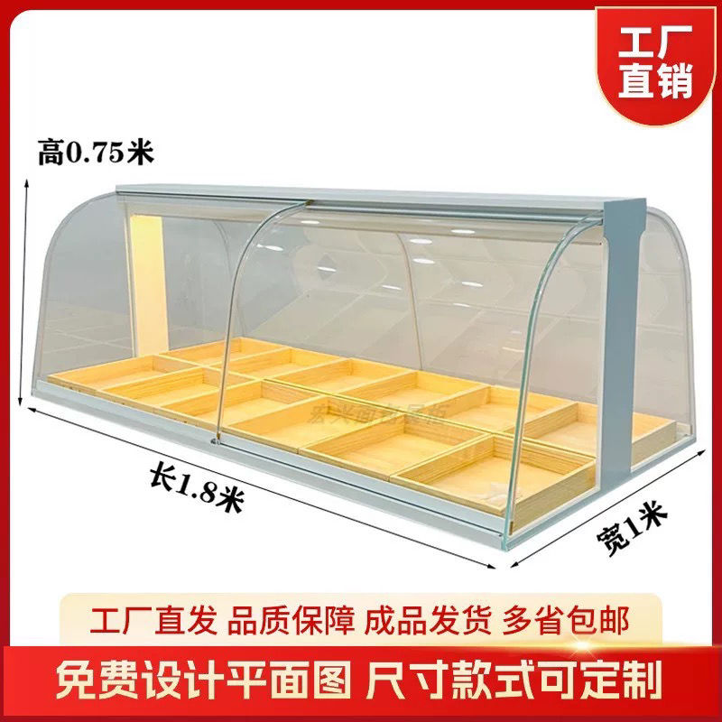 弧形面包柜架子商用玻璃展示货柜推拉不锈钢糕点中岛边柜框架烘焙