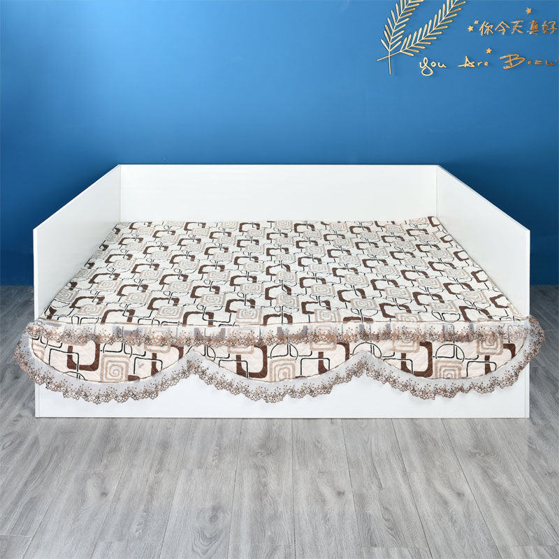 田园粉色棉布床垫榻榻米床盖加厚床单罩套大炕加大尺寸定制蕾丝布