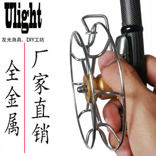 手拨轮不锈钢谷麦车盘八卦轮矶钓前打轮带泄力全金属筏钓轮微铅轮