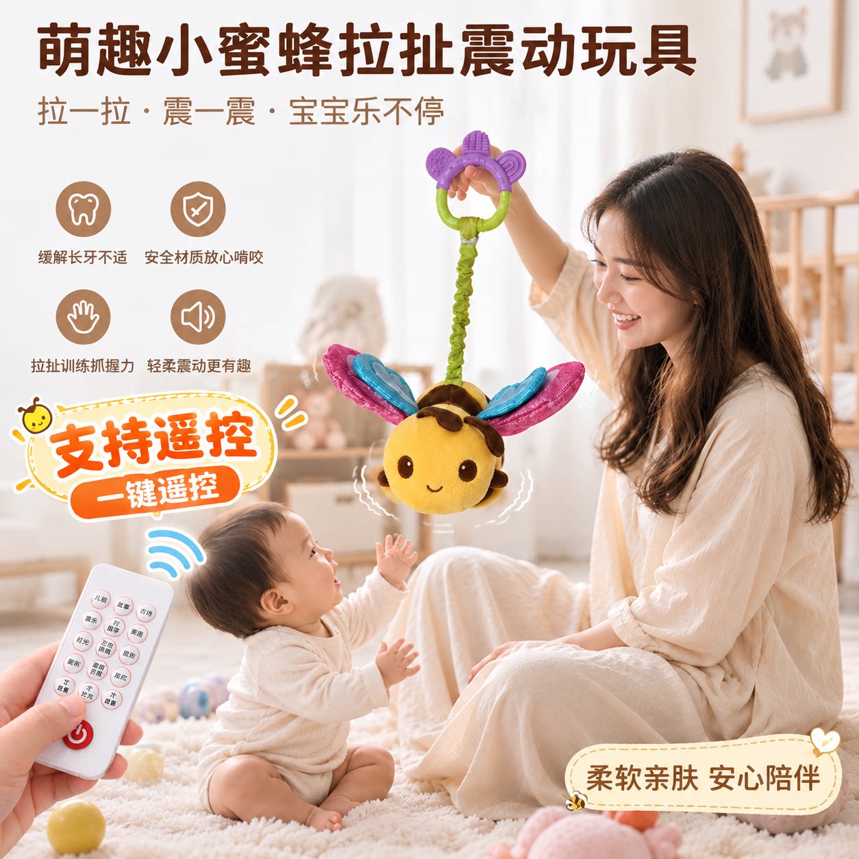 蝴蝶飞飞婴儿推车挂件音乐振翅安抚玩偶宝宝哄睡神器床铃益智玩具