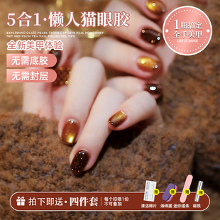2026年新款五合一猫眼胶懒人猫眼一步甲油胶爆闪变色龙碎钻猫眼胶