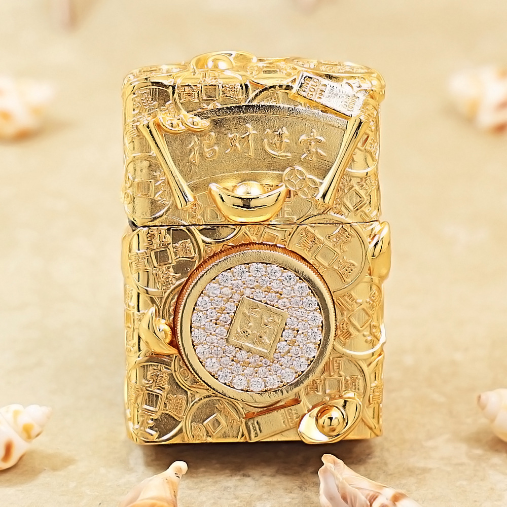 zippo正品旋转贴章摇钱树