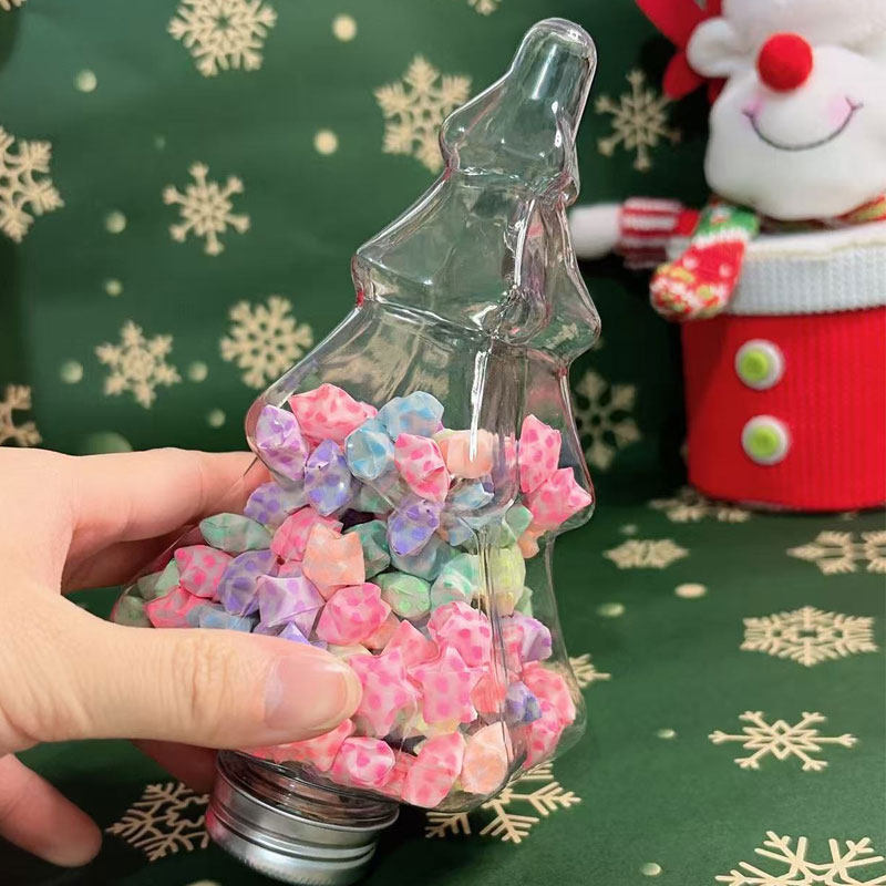 荧光星星折纸圣诞树星星瓶幸运星折纸DIY高颜值手工圣诞节小礼物