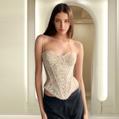 带胸垫蕾丝吊带背心女内搭2025新款 法式 鱼骨胸衣抹胸打底上衣外穿