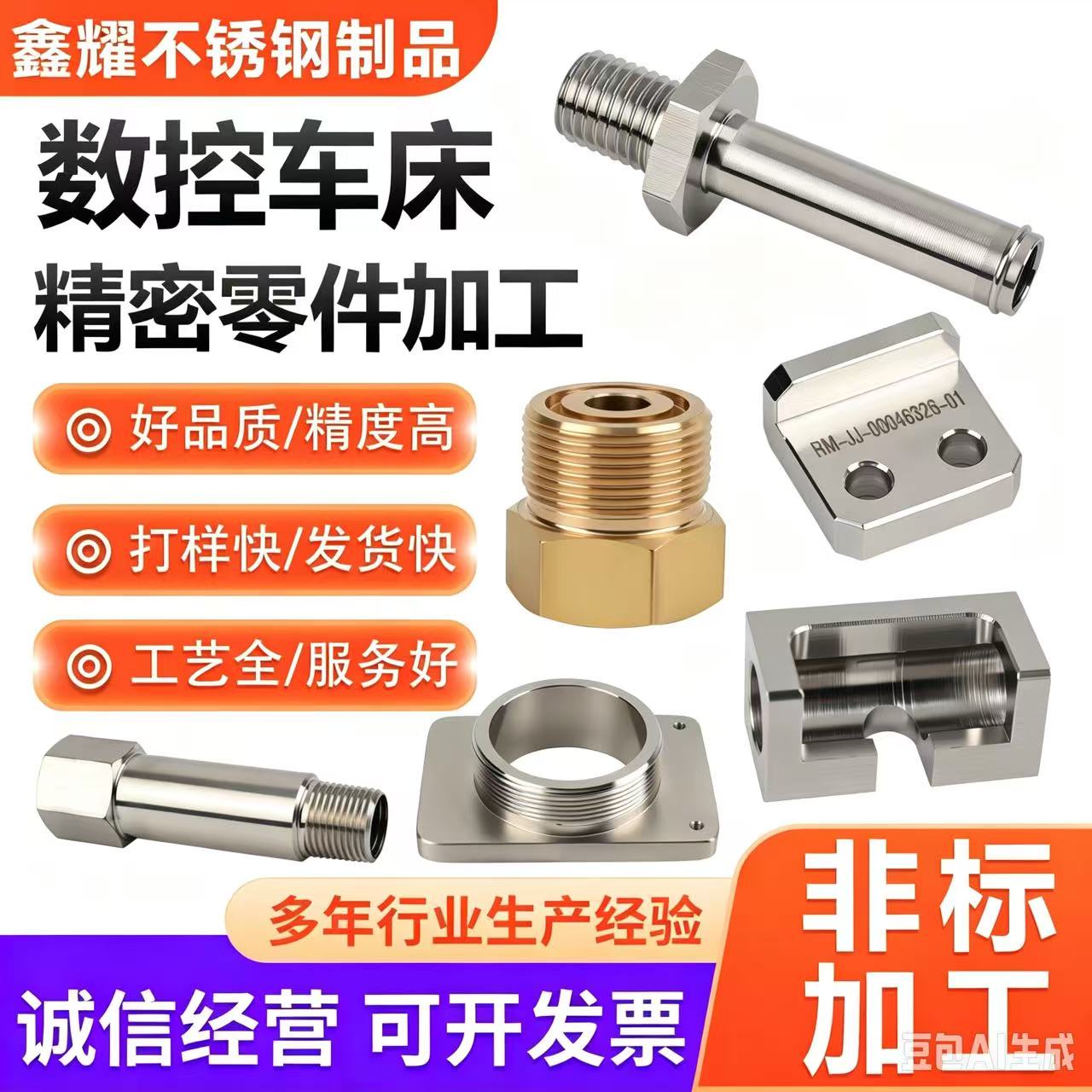 304不锈钢件数控车床cnc机加工激光切割五金精密非标零件定制加工图片