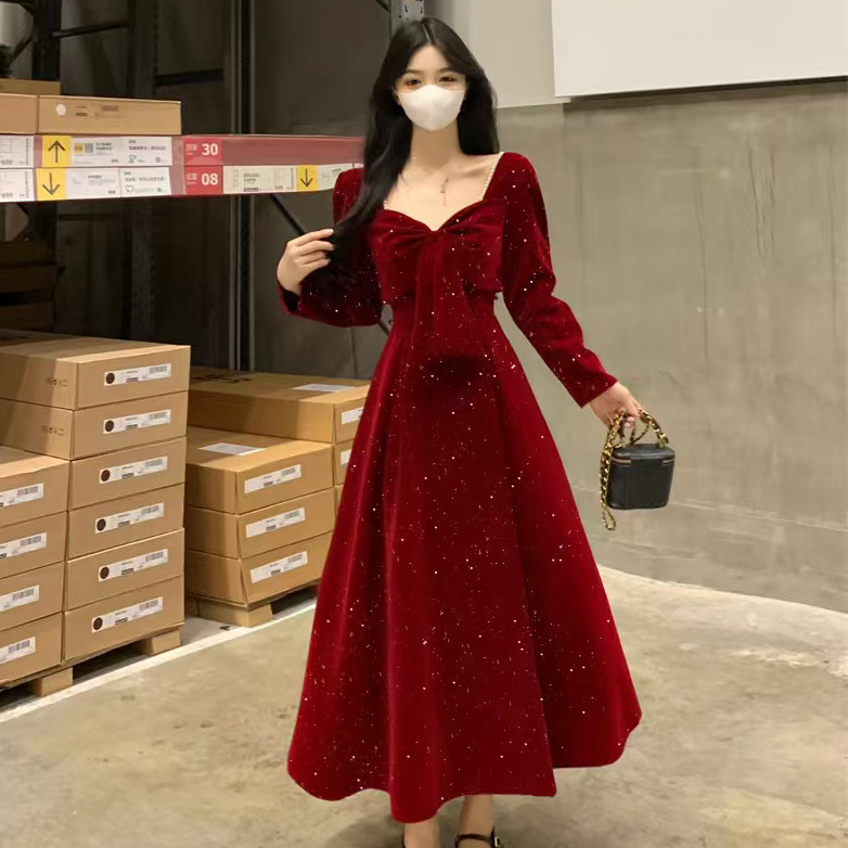 2026秋冬季新款新中式高级感气质显瘦敬酒服订婚礼服平绒连衣裙子,女装/女士精品,大码连衣裙,淘宝优惠券,粉丝福利购,淘宝优惠卷