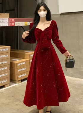 2026秋冬季新款新中式高级感气质显瘦敬酒服订婚礼服平绒连衣裙子