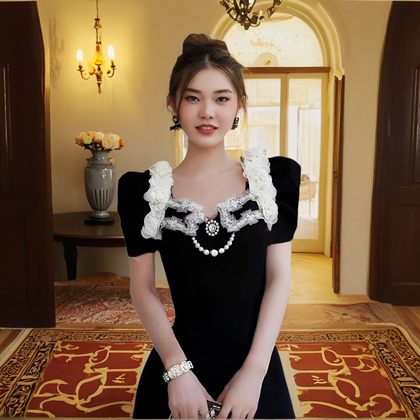 大码女装新款夏季蕾丝轻奢连衣裙