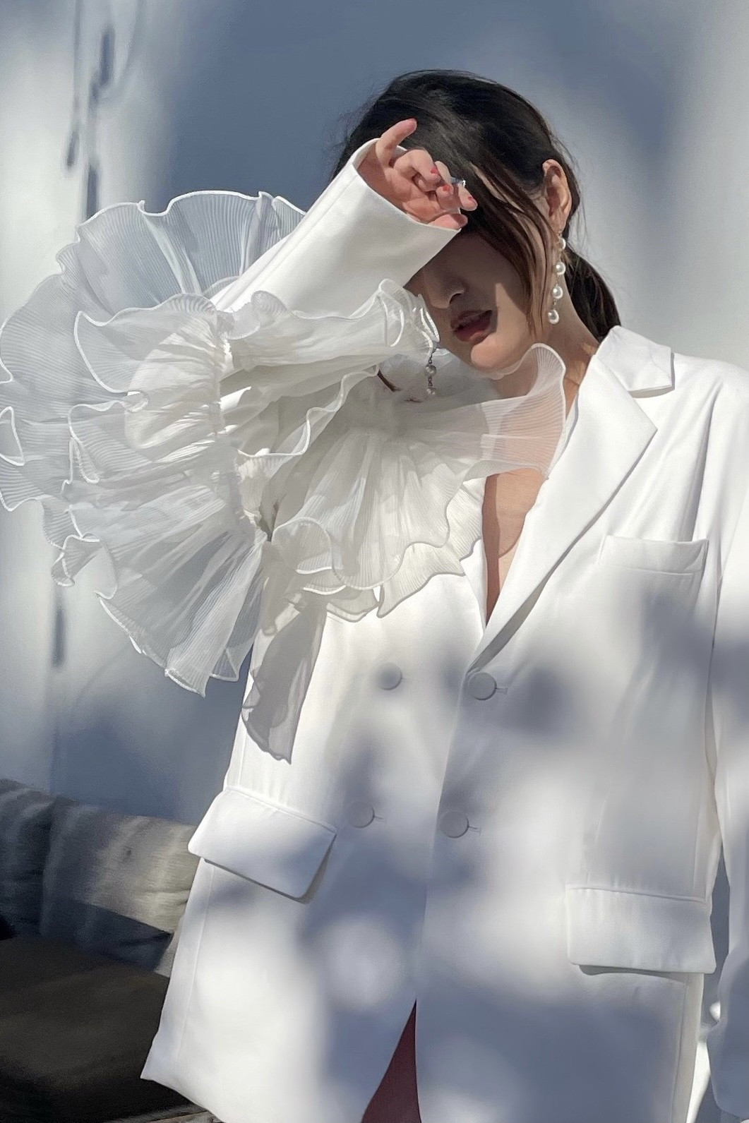 名媛女装蕾丝花边通勤西装外套