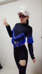 上衣显瘦大码 2022新款 巴洛克重工钉珠流苏短款 胖mm春秋冬新款 大码