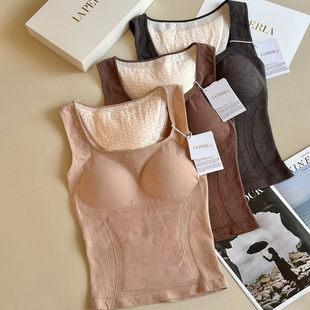 LP秋冬奢暖马甲女士带胸垫保暖背心无袖马甲免穿文胸秋冬新款多色
