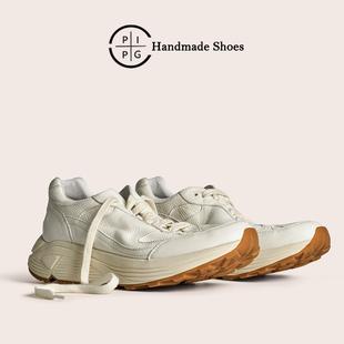 真皮运动鞋 2025春复古小白鞋 厚底增高 休闲慢跑老爹鞋 PIPG男女同款