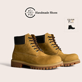 PIPG大黄靴中帮 靴子 德比大头休闲工装 复古牛皮马丁靴男女款 经典