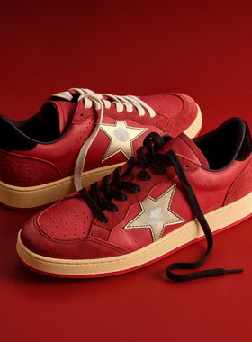 PIPG男女款 牛反绒复古运动休闲板鞋 小众厚底真皮手工鞋红色2026