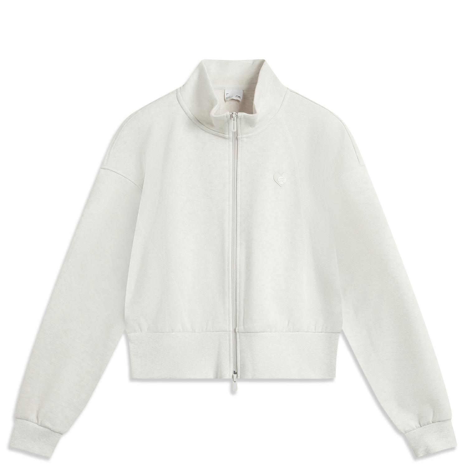 李宁正品运动潮流系列女子时尚立领宽松保暖休闲针织外套AWDU442