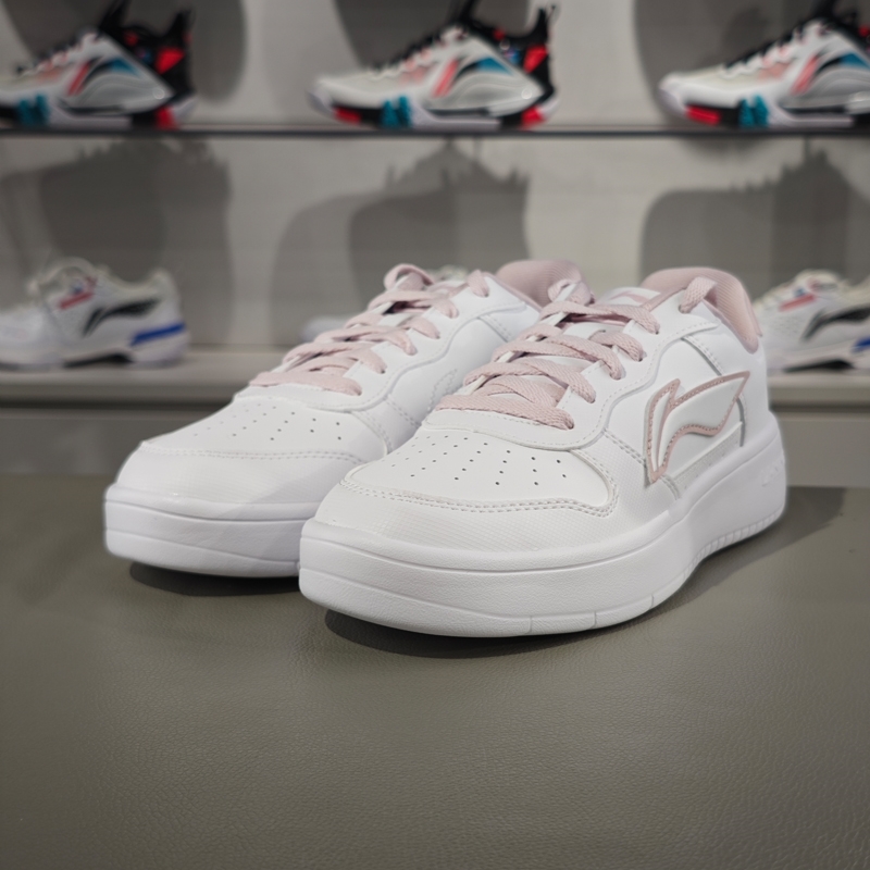 李宁正品浮舟新款女子潮流休闲低帮轻质舒适运动板鞋AGCS420-5