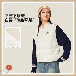 李宁2025秋冬款女子轻薄立领简约百搭鸭绒羽绒马甲AMRV040