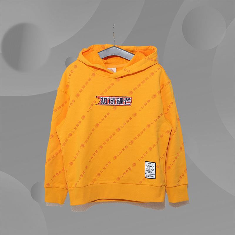 李宁男童宽松型卫衣春初试锋芒篮球运动套头连帽外套YWDS069