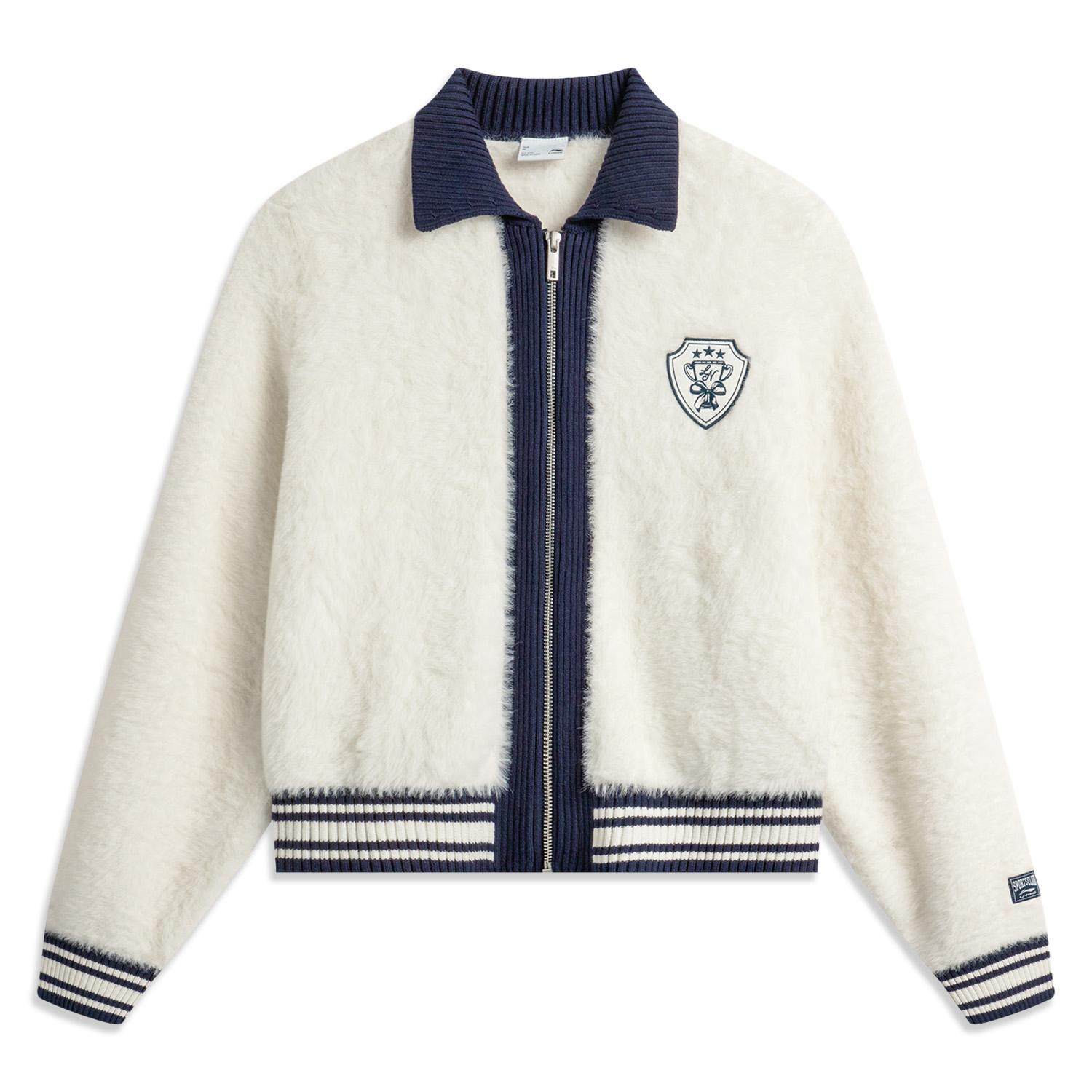 李宁正品2025冬季新款女子时尚拼接拉链翻领开衫编织衫AMBV020,运动服/休闲服装,运动茄克/外套,淘宝优惠券,粉丝福利购,淘宝优惠卷