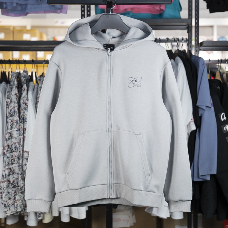 李宁正品运动生活系列男子宽松休闲百搭开衫连帽卫衣AWDU027-4