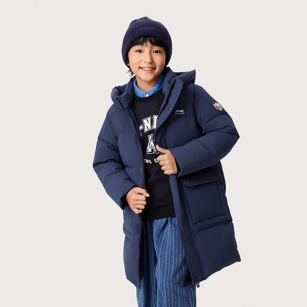 李宁正品运动生活系列男女小大童防泼水保暖中长羽绒服YYMU093,童装/婴儿装/亲子装,羽绒服,淘宝优惠券,粉丝福利购,淘宝优惠卷