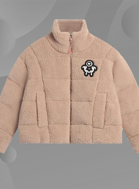 李宁正品新款女子运动休闲时尚潮流颗粒绒立领保暖羽绒服AYMS090