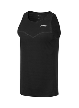 Lining/李宁正品春季男子跑步系列纯色透气无袖圆领T恤AVST075