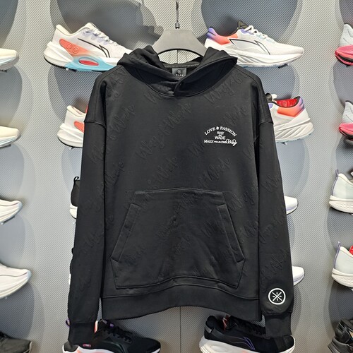 Lining/李宁正品春季新款男子宽松舒适针织连帽套头卫衣AWDU017-1