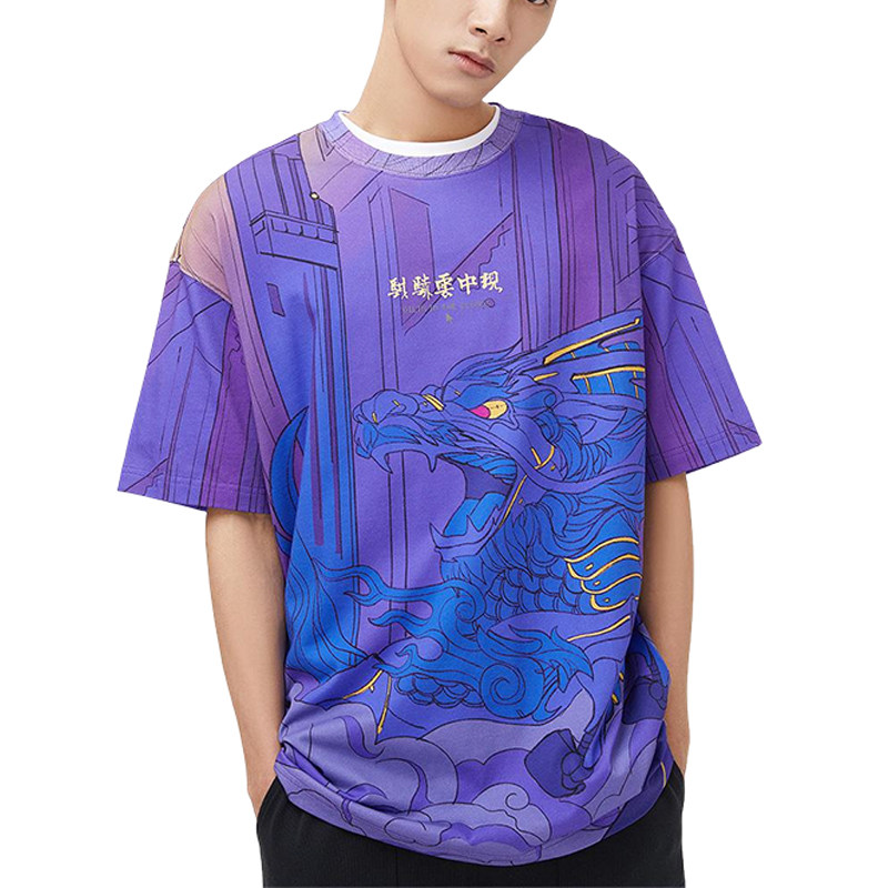 李宁正品夏季男士圆领套头时尚潮流休闲柔软宽松短袖T恤LHSR017-1