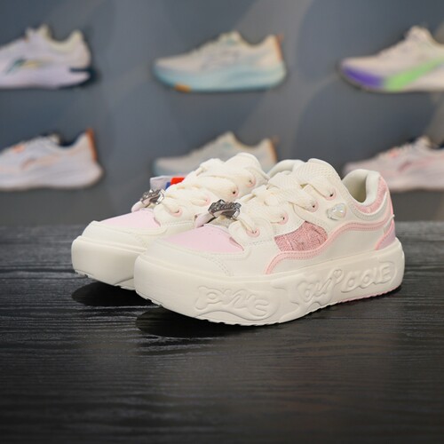 李宁正品PINK BUBBLE V2女大童户外运动透气低帮休闲鞋YKCV120-6