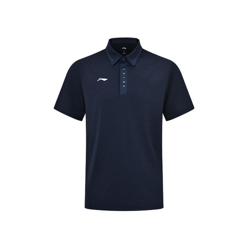 李宁正品赞助系列男子印花修身透气耐穿翻领短袖POLO衫APLS227-2