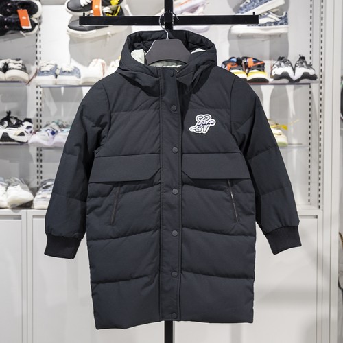 李宁正品运动生活系列女大童宽松保暖中长款连帽羽绒服YYMU006-4