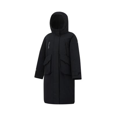 李宁正品户外系列女大童保暖舒适宽松鸭绒长款连帽羽绒服YYMU056