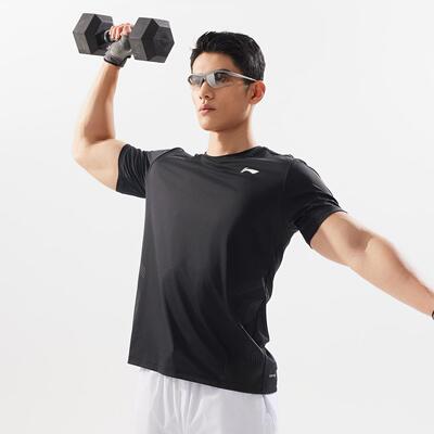 李宁正品夏季新款健身系列男子凉感舒适防晒圆领运动短袖ATSV333