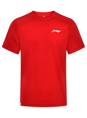 李宁正品羽毛球系列男女宽松透气运动训练套头短袖T恤AHST347-5