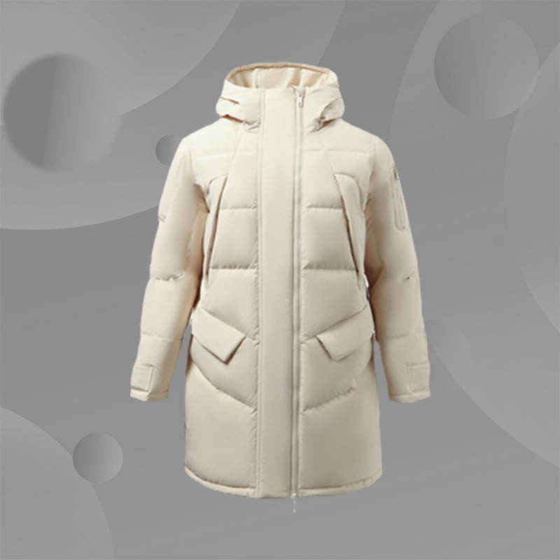 李宁冬季新款羽绒服BADFIVE男子宽松白鸭绒长羽绒服AYMR087